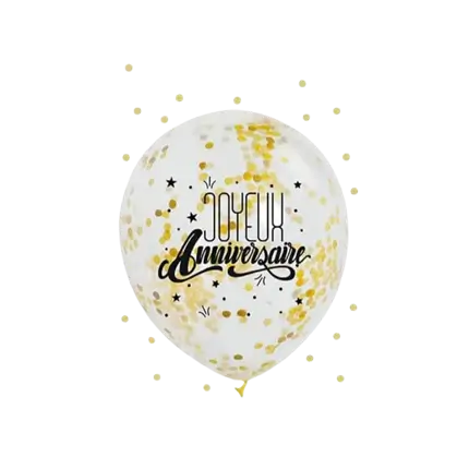 Pack of 3 Gold Confetti Happy Birthday Balloons