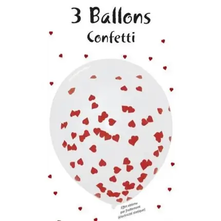 Pack of 3 Red Heart Confetti Balloons
