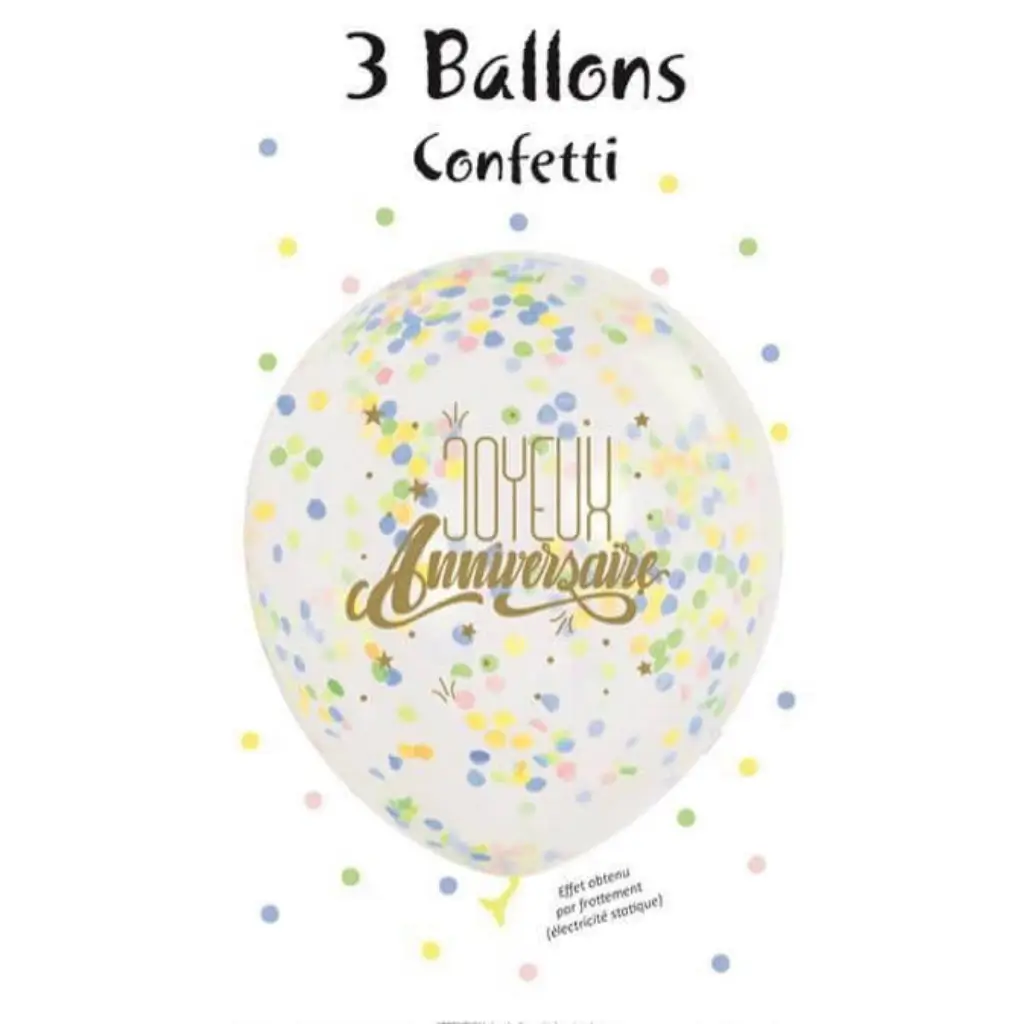 Set of 3 Pastel Confetti "Happy Birthday" Balloons