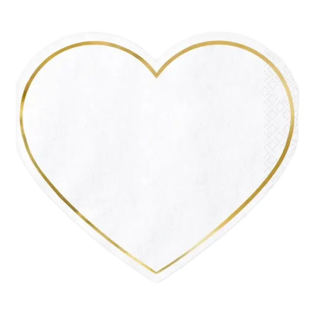 Paper napkin heart shape gold outline