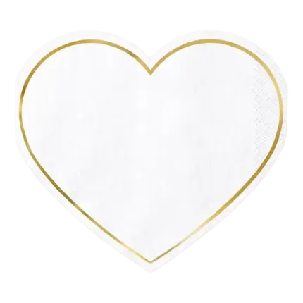 Paper napkin heart shape gold outline