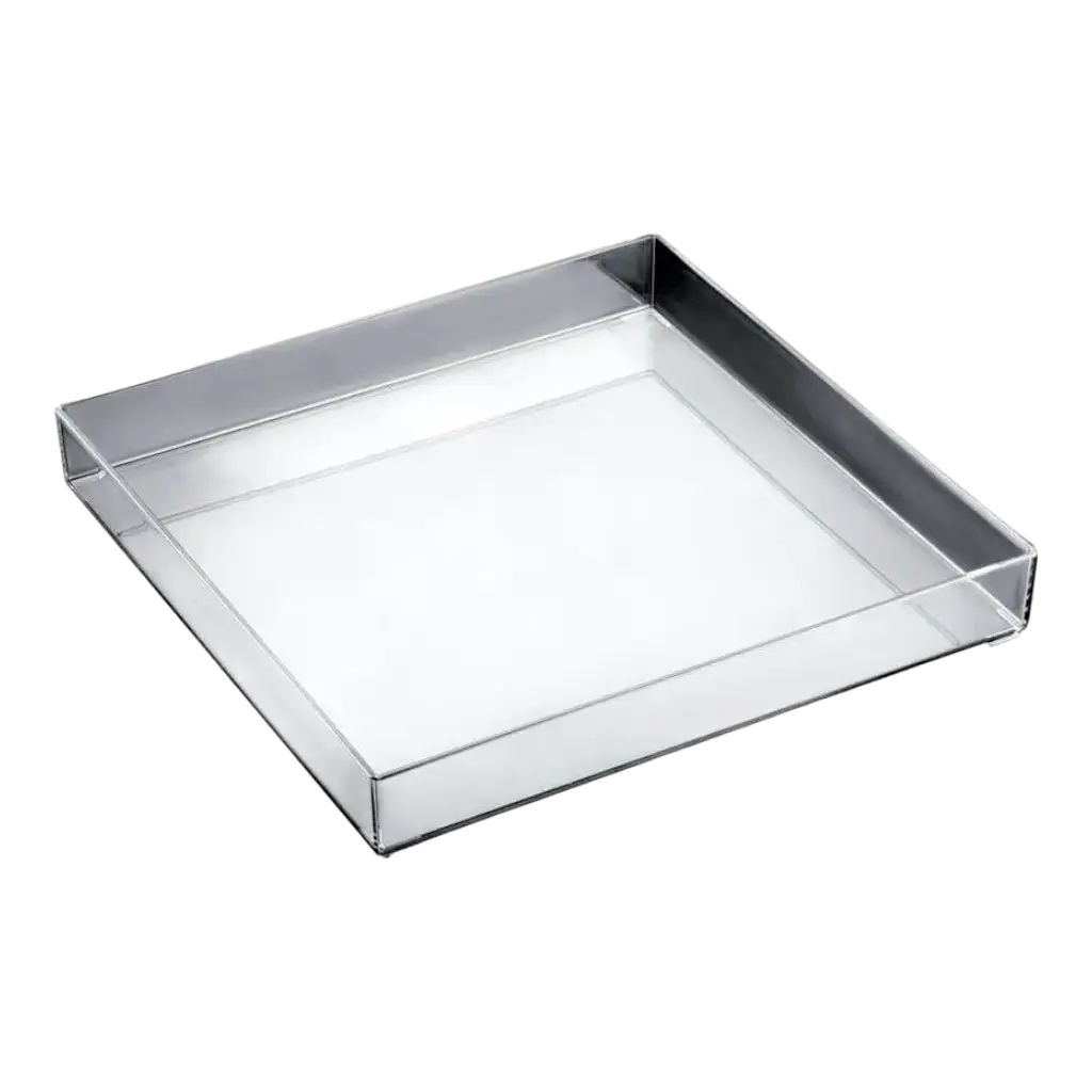 Square transparent plastic tray 30x30cm