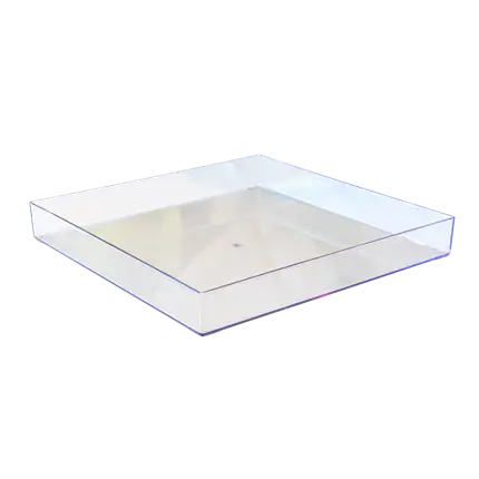 Square transparent plastic tray 30x30cm