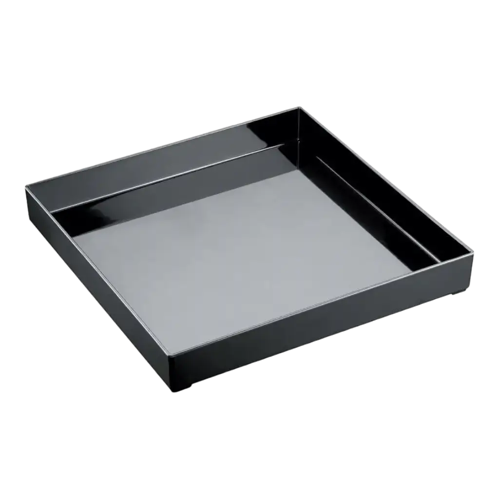 Black plastic square tray 30x30cm