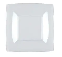 Square transparent dessert plate 18x18cm - Set of 25