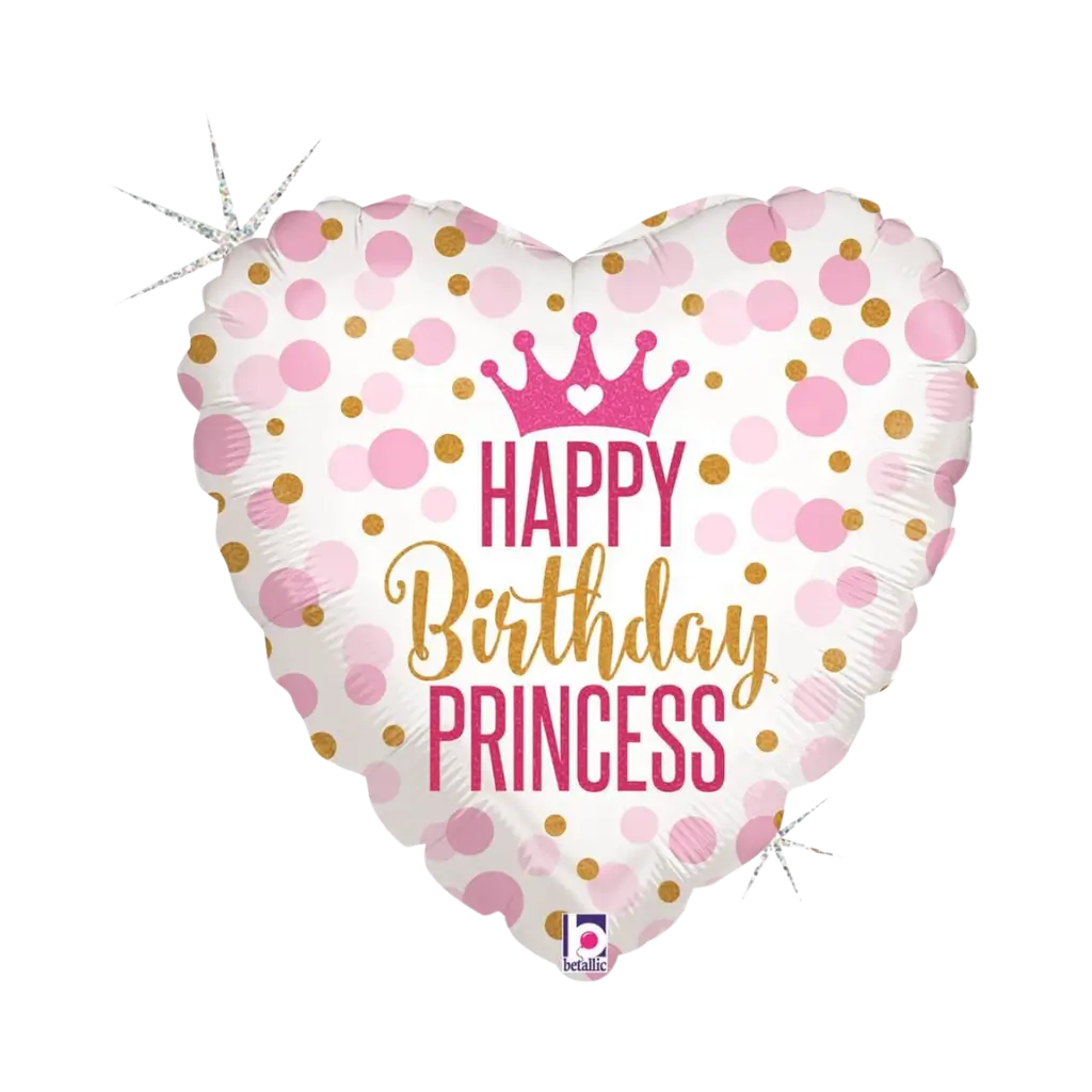 Birthday Princess Pink Heart Balloon 45cm