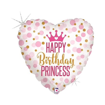 Birthday Princess Pink Heart Balloon 45cm