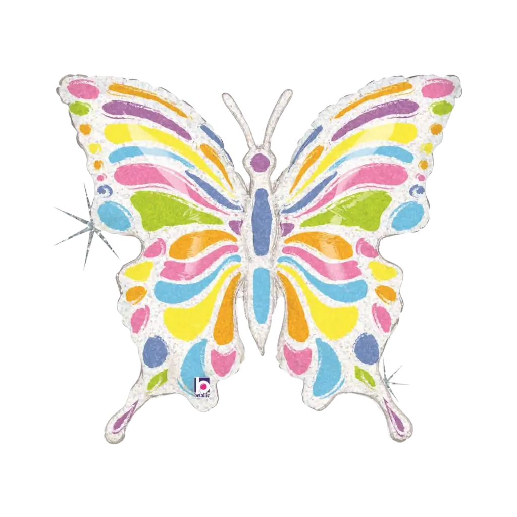 Butterfly Balloon Pastel Holographic Multicolour 84cm