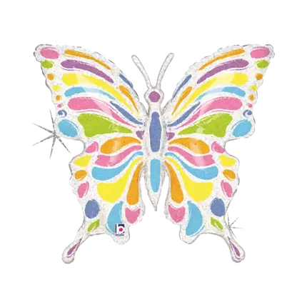 Butterfly Balloon Pastel Holographic Multicolour 84cm