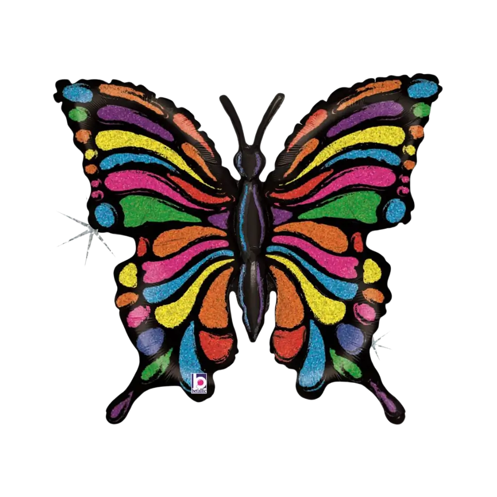 Rainbow Holographic Butterfly Balloon 84cm