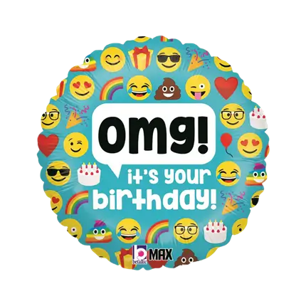 Emoji OMG Birthday Balloon ø45cm
