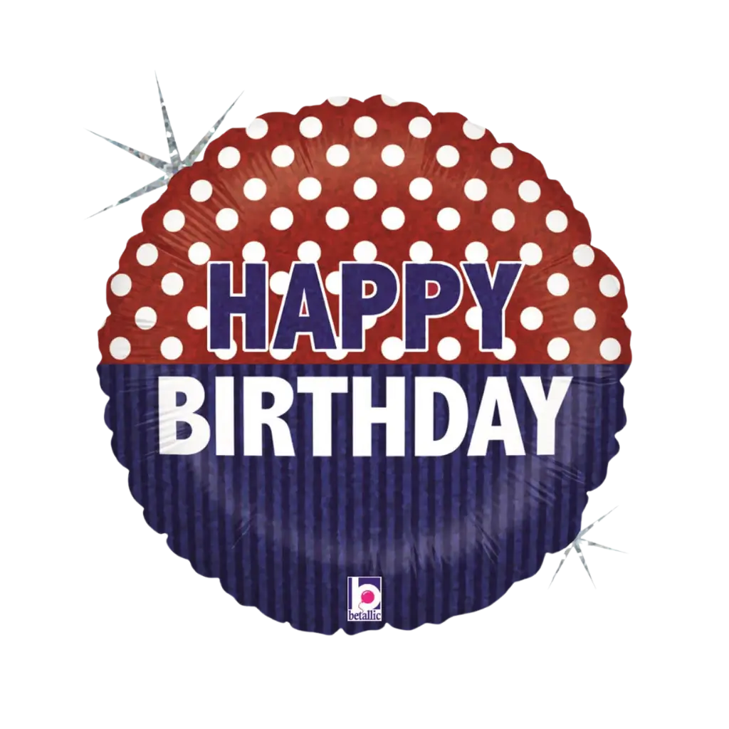 Happy Birthday balloon with dots ø 45cm