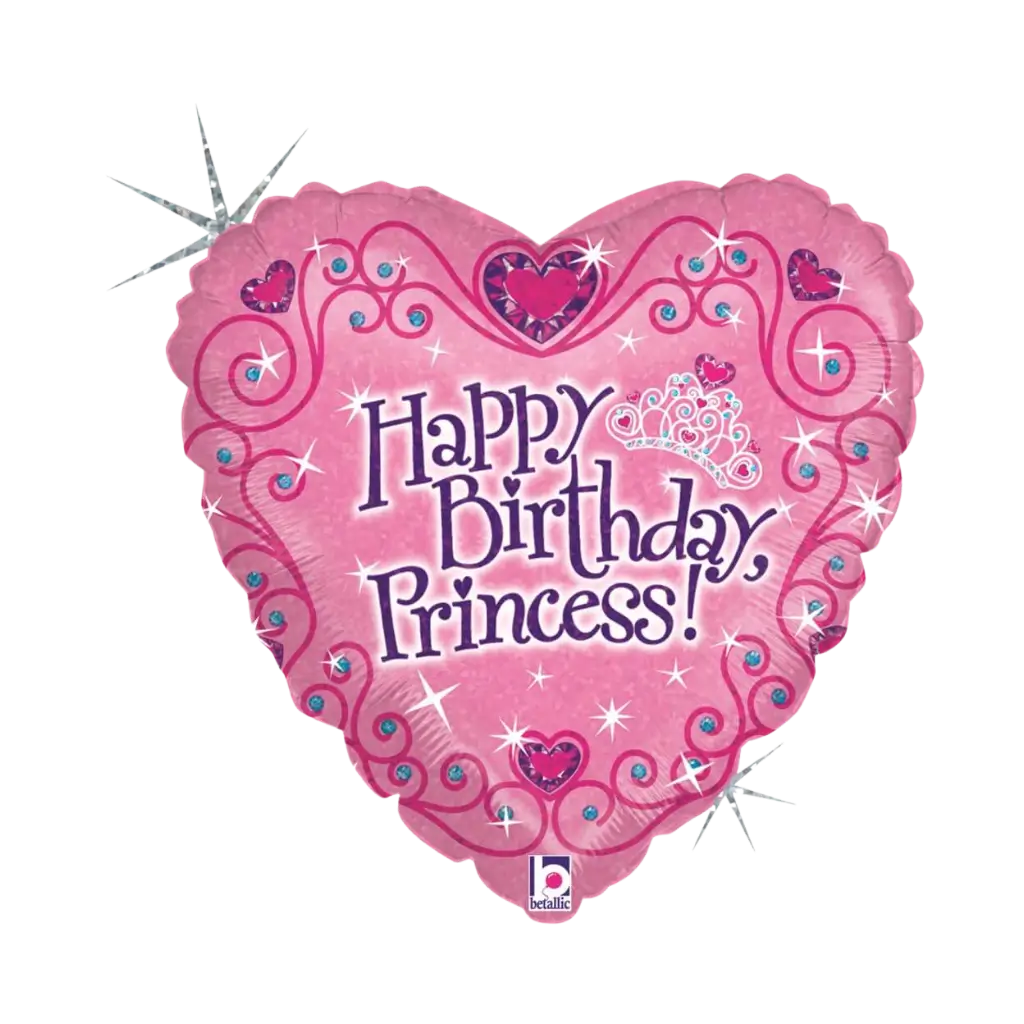 Happy Birthday Princess Pink Heart Balloon 45cm