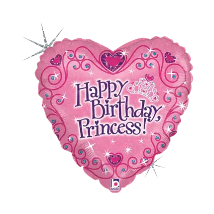 Happy Birthday Princess Pink Heart Balloon 45cm
