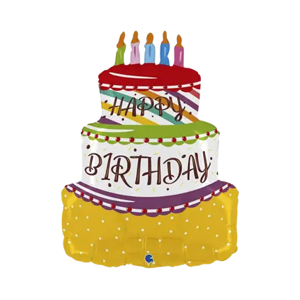 Happy Birthday balloon in the shape of a cake