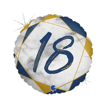 Birthday Balloon Marble Effect 18 Blue 45cm