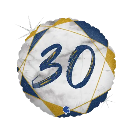 Birthday Balloon Marble Effect 30 Blue 45cm