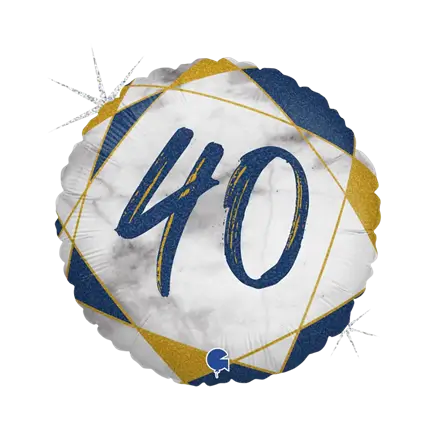 Birthday Balloon Marble Effect 40 Blue 45cm