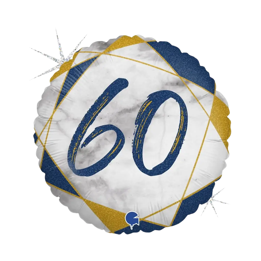 Birthday Balloon Marble Effect 60 Blue 45cm