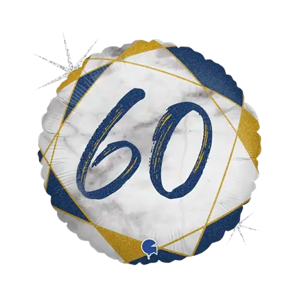 Birthday Balloon Marble Effect 60 Blue 45cm