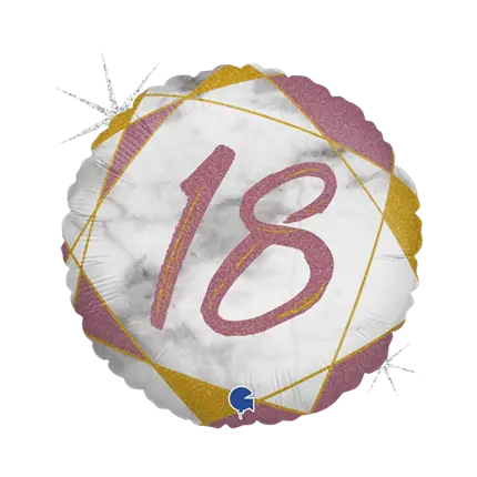 Birthday Balloon Marble Effect 18 Rose Gold 45cm