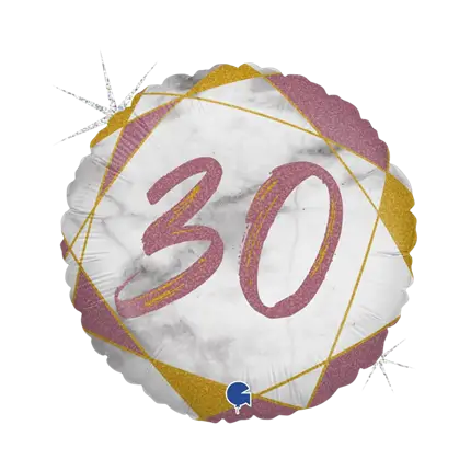 Birthday Balloon Marble Effect 30 Rose Gold 45cm