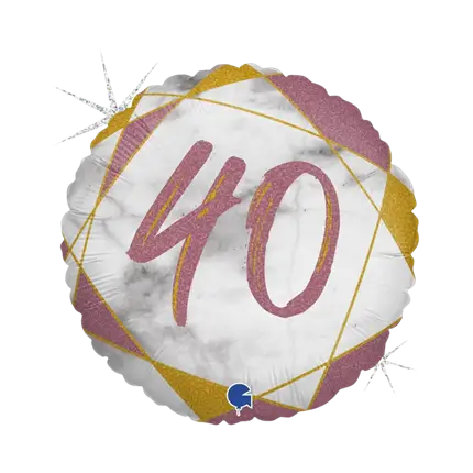 Birthday Balloon Marble Effect 40 Rose Gold 45cm