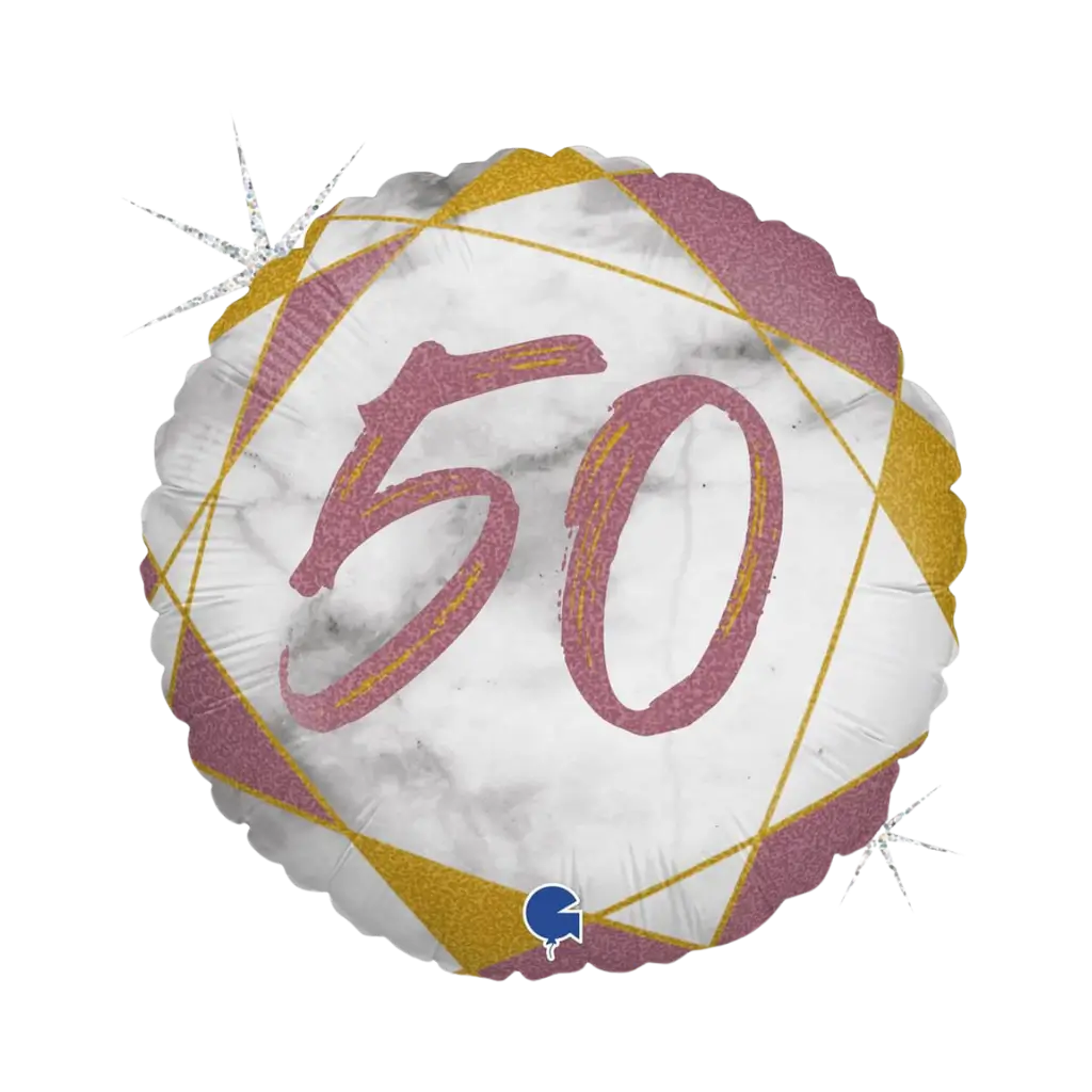 Birthday Balloon Marble Effect 50 Rose Gold 45cm