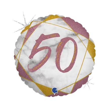 Birthday Balloon Marble Effect 50 Rose Gold 45cm