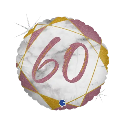 Birthday Balloon Marble Effect 60 Rose Gold 45cm