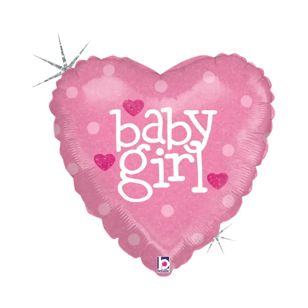 Baby Girl" pink heart balloon 45cm