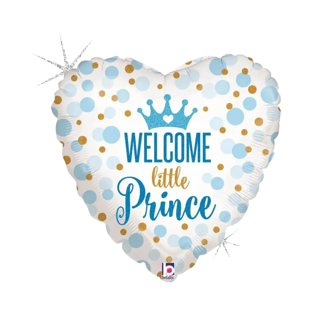 Welcome Little PRINCE Heart Balloon 45cm