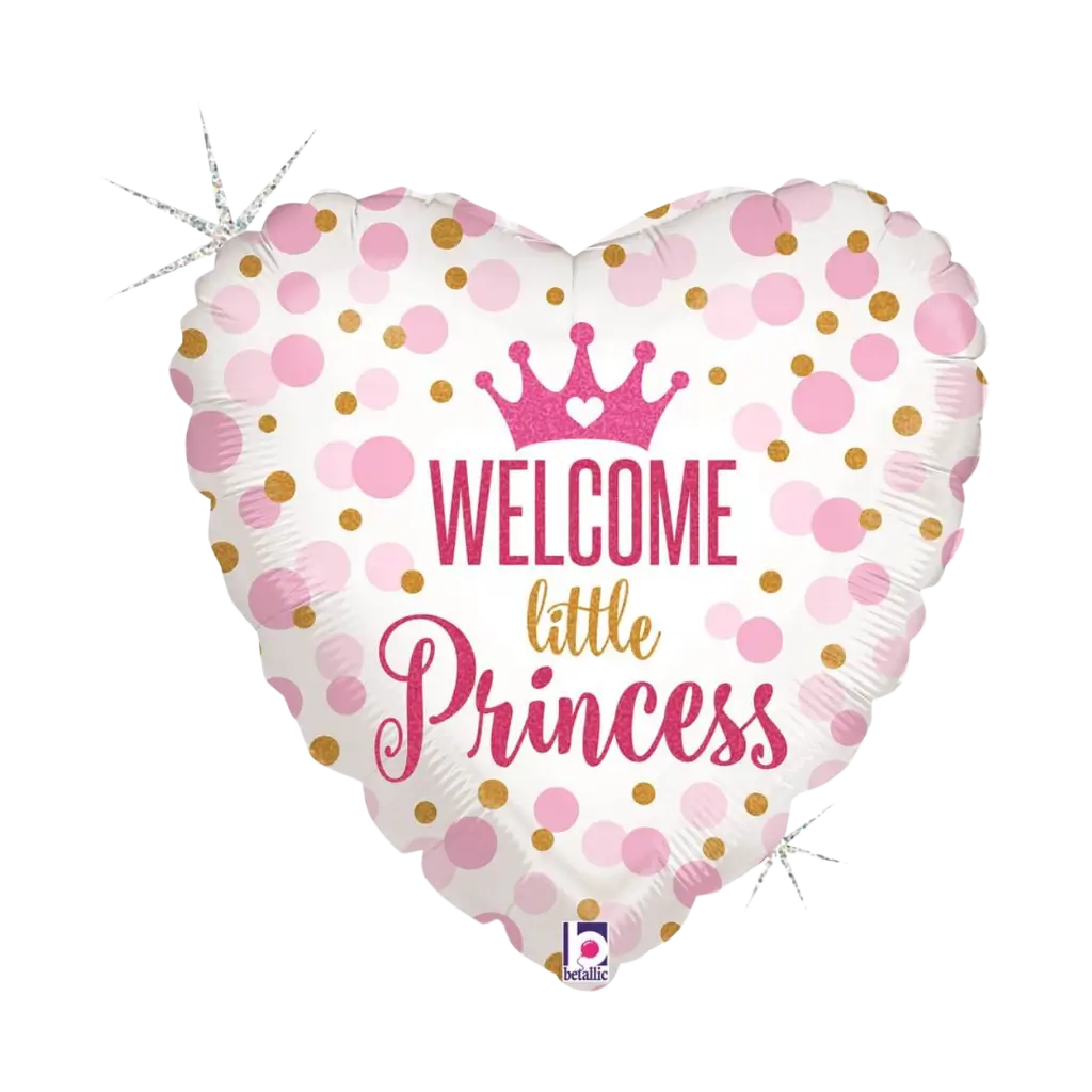 Welcome Little Princess Heart Balloon 45cm