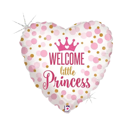 Welcome Little Princess Heart Balloon 45cm
