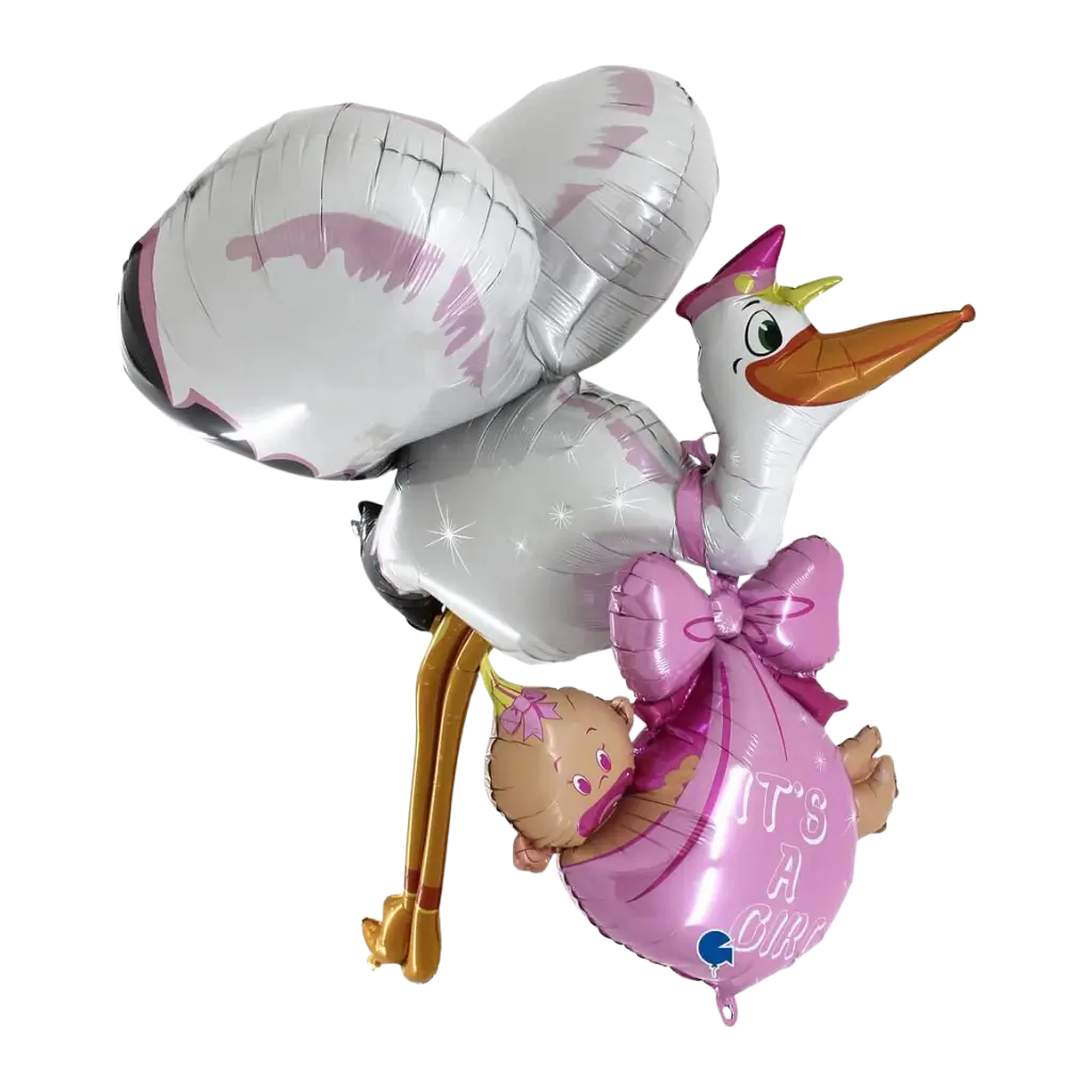 3D Stork Balloon "It's a Girl" 157cm