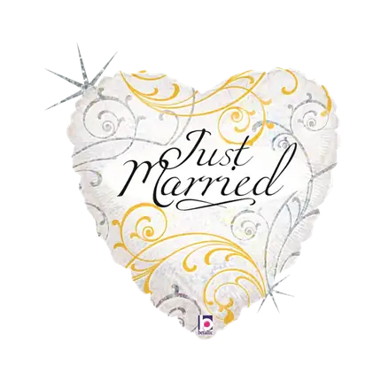 Just Married Heart Balloon 45cm