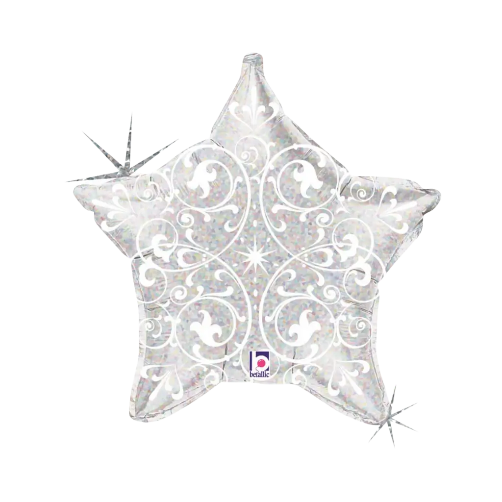 Helium Balloon Star Silver with pattern 53cm