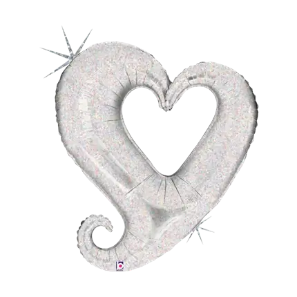 Helium Balloon Heart Chain Silver 94cm