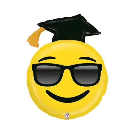 Yellow Emoji Balloon Graduate ø94cm