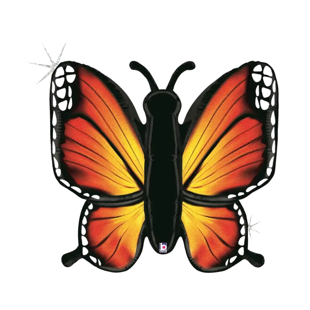 Orange Holographic Butterfly Balloon 117cm