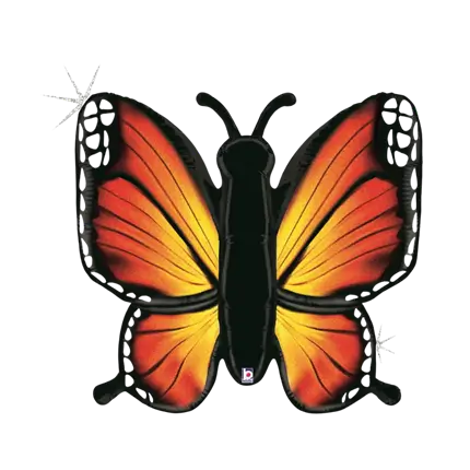 Orange Holographic Butterfly Balloon 117cm