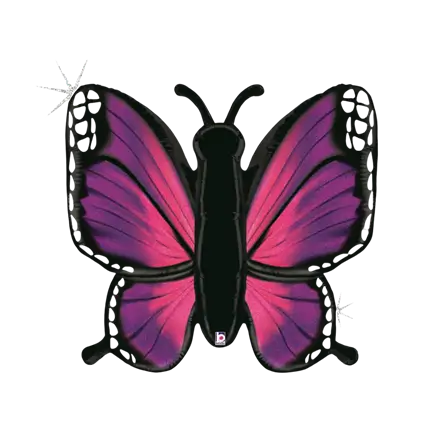 Pink Holographic Butterfly Balloon 117cm