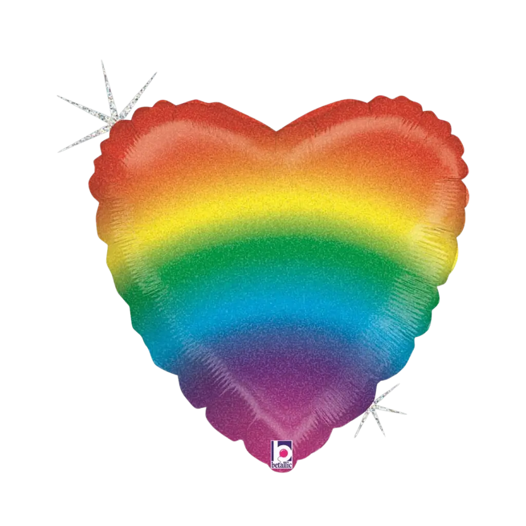 Rainbow Heart Helium Balloon 45cm
