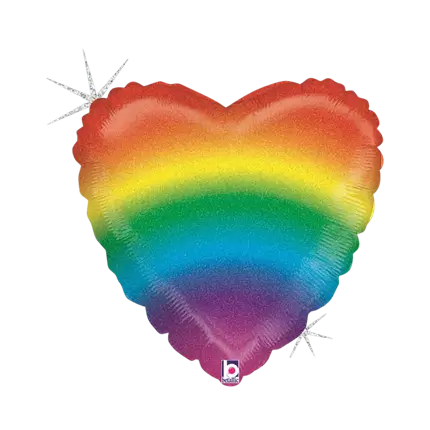 Rainbow Heart Helium Balloon 45cm