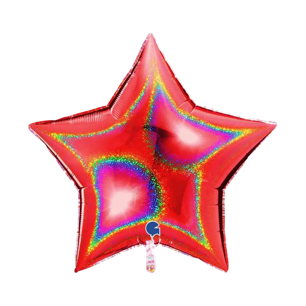 Red Holographic Star Balloon 92cm