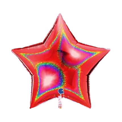 Red Holographic Star Balloon 92cm