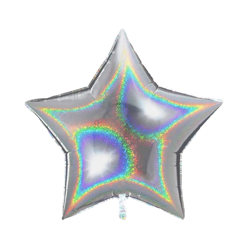 Silver Holographic Star Balloon 92cm