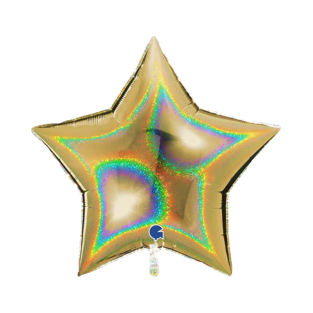 Gold Holographic Star Balloon 92cm
