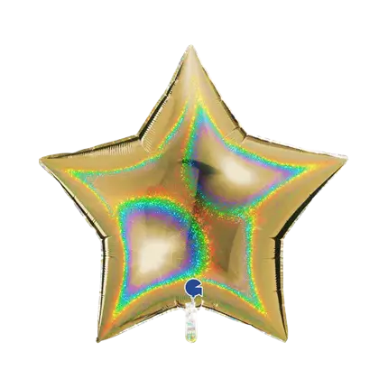 Gold Holographic Star Balloon 92cm