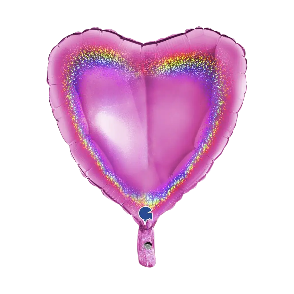 Pink Holographic Heart Balloon 46cm